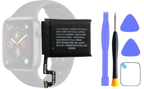 HIGHAKKU Reloj inteligente con batería de repuesto A2058 compatible con Apple Watch Series 4 4ª generación 40 mm (GPS + Cellular/GPS) con herramientas