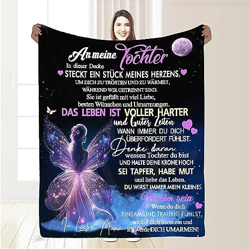 PJLJC Personalisierte Super Weiche Decke, Mama zu Tochter Geschenk - Besondere Ermutigende Luftpost Decke, 150 * 200CM