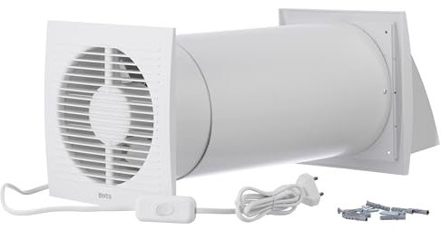 Steinberg14 Weiß 150mm Dezentrale Lüftung mit Wärmerückgewinnung - Rekuperator mit Kabel und Zugschnur - Wandlüfter mit Wärmetauscher - Raumbelüftung Wohnraumlüftung Belüftungssystem Lüftungsanlage