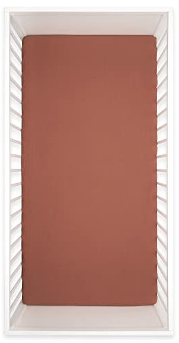 emma & noah Baby und Kinder Spannbettlaken, 70x140 cm, Musselin Spannbetttuch für Kinderbett, 100% Bio-Baumwolle, Atmungsaktiv und Kuschelig für Jungen und Mädchen (Mocca)
