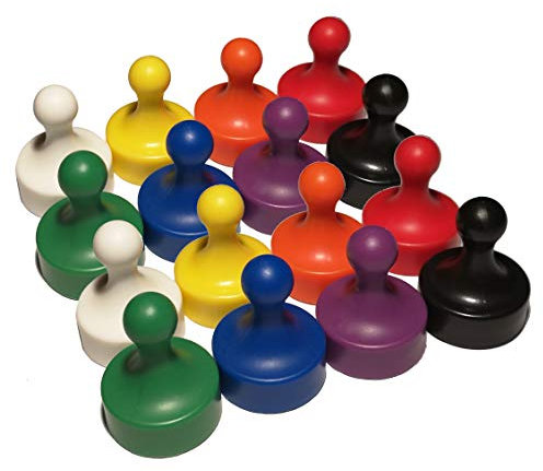 LeBigMag® | 16 Bunte XXL Office Neodym Magnete | extrem Starke große Kegelmagnete z.B. für Poster & Karten | für Pinnwand Glasmagnettafel | Ø 29 mm | 37 mm hoch