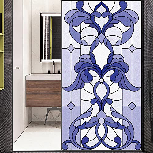 Lumanduo Fensterfolie, Sichtschutz, Kirche, Orchidee, Fenster, Buntglas, Seitenglas, Tür, Schatten, Aufkleber, Fensterbehandlungen, Fensterabdeckungen, Glasaufkleber, 40 x 80 cm