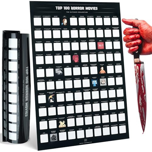 Enno Vatti Horror Movie Scratch Off Poster - Top 100 Movies - Iconic Films - Gift for Fans, Unique Room Decor, Black