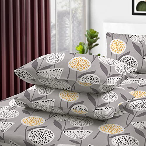 Cotton Comfort Bedding 2 Pack Pillowcases, 100% Egyptian Cotton, 400 Thread Count, Floral Printed Pillow Covers, Soft & Breathable Bedding