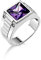 BySilverStone Jewelry Amethyst-Stein-Siegelring Für Männer Aus Sterlingsilber, Großer Quadratisch Geschliffener Amethyst-Steinring Für Papa, Großer Klarer Amethyst-Cocktailring