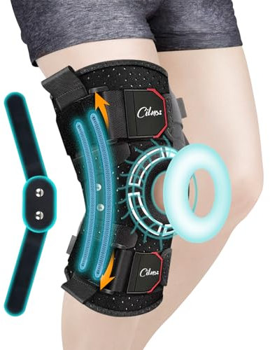 Cilnos Rodillera Rotuliana,Rodillera para Artrosis con Estabilizadores Laterales Desmontables, Rodillera ortopedica Articulada para Aliviar el Dolor, ACL, o Recuperación de la Cirugía (Talla Extra)
