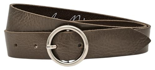 AnnaMatoni Gürtel Damen Ledergürtel Runde Schließe Made in Germany 3cm breit hochwertiges Echt Leder Damen Gürtel Leder Gürte Braun Schwarz (Grau 700, TW80 - Gesamtlänge 95cm)