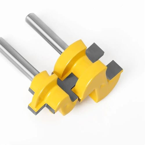 2pcs Router bits,1/4 6mm 8mm Vástago 12.7mm Vástago 12mm T-Slot Square Tooth Tenon bit Fresa Cortador Talla Router bits para Madera Herramientas para Trabajar la Madera (Color : 6mm Shank)