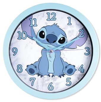 Accutime Disney Lilo & Stitch LAS3015 Wanduhr mit Cartoon-Motiv, leicht zu lesen, batteriebetrieben, für Kinder, Zuhause, Schlafzimmer, Schule, Wohnzimmer, Blau