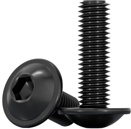 Drenky Innensechskant Schrauben Schwarz, M8 Schrauben Edelstahl Innensechskant M8x20mm Rostfreier Edelstahl A2 V2A Linsenkopfschraube mit Flansch Gewindeschrauben Vollgewinde, 10 Stück