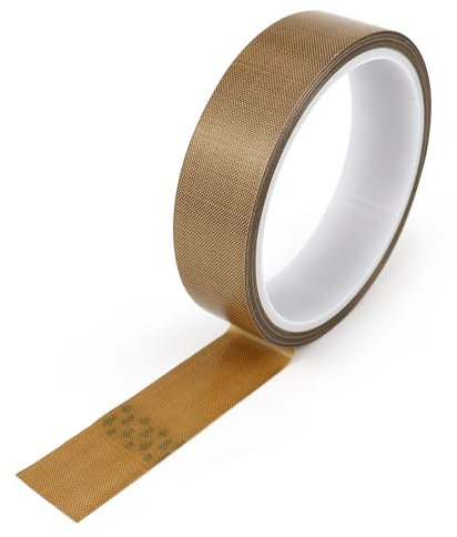 BOMEI PACK High Temperature Tape PTFE coated Heat resistant Fiberglass Tape 1 Roll 25mm x 10m,160mic Thick for Household Hand Vacuum Sealer,Industrial Welding