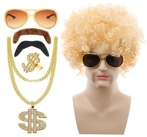 70er-Jahre-Perücken für Männer, 70er-80er-Disco-Perücken-Set,Perücke für Cosplay- | 6-teilige Herren-Lockenperücken, authentische Disco-Kostüme der 70er Jahre, Vintage-Outfits für Männer, interes