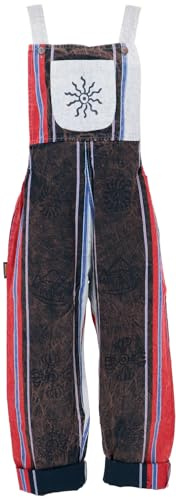 Latzhose Ethno Style Boho Oversize Einteiler Overall, Damen, orange | Baumwolle, locker fallend, elastischer Bund, verstellbare Träger, praktische Taschen