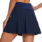 M MOTEEPI Tennisrock Skort Damen Hosenrock Damen Kurz Faltenrock Rock mit Hose Drunter Tennis Rock Skirt Wanderrock Damen mit Innenhose mit Taschen Hohe Taille Sommer 16 Sportrock Marineblau M