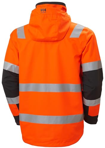 Helly-Hansen Herren Arbeitskleidung Alna 2.0 Shell Jacke - Wasserdicht, winddicht, atmungsaktiv, Sicherheitsjacke mit hoher Sichtbarkeit, Orange/Ebenholz, M