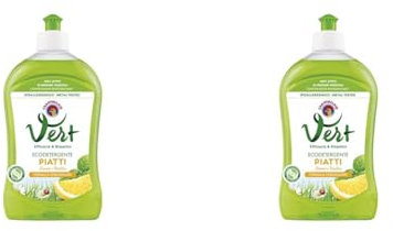 Vert di Chanteclair - Ecodetergente Piatti, Limone e Basilico - Ipoallergenico, Metal tested,100% Attivi di Origine Vegetale, Formula Sgrassante - 12 Flaconi da 500 ml (Confezione da 2)