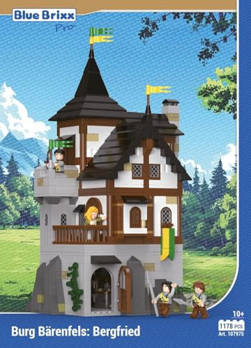 BlueBrixx Pro 107975 – Burg Bärenfels: Bergfried aus Klemmbausteinen mit 1178 Bauelementen. Kompatibel mit Anderen Klemmbausteinen. Lieferung in Originalverpackung.