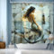 JINGYOU Rideau Douche 180x180,Rideau de Douche Lavable en Machine Rideau Douche Tissus Lavable Rideau Baignoire pour Salle de Bain Domicile Baignoire Famille Hôtel,Meerjungfrau(180x180cm)