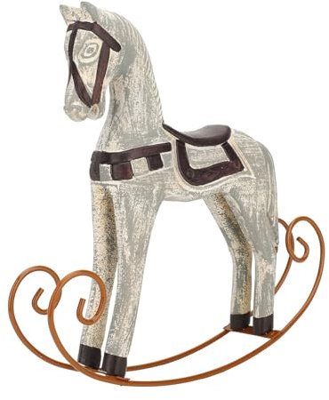 Tomotato Schaukelpferd Ornament, Vintage Schaukelpferd Dekoration aus Kunstharz, 24 x 5cm Schaukelpferd Bastelkunst Tischdekoration für Bücherregal Dekoration