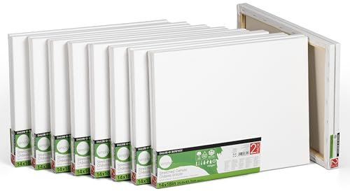 Daler-Rowney Simply... Gespannte Leinwand, Super Großpackung, 100% Baumwolle, vorgrundiert, 18 Stück, 35,6 x 45,7 cm, Weiß