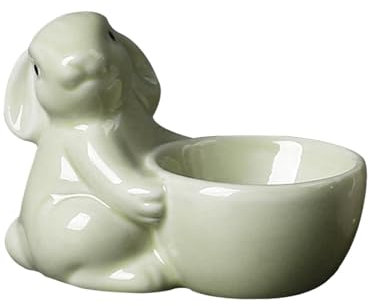 Portauova di Pasqua,Portauova in porcellana,Portauovo in ceramica con statua di coniglietto - Portauovo con statua di coniglietto e semplice per la colazione di Pasqua, l'ora della cena