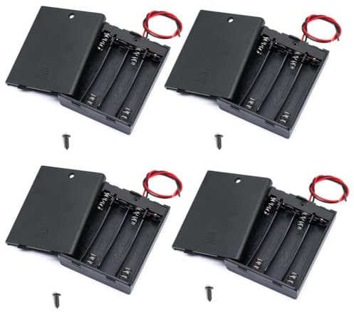 BKAEIMSTWR 8PCS 4AAA Battery Holder with Switch and Screws, 6V Battery Holder with Switch, 4X 1.5V AAA Battery Holder Case with Wire and ON/Off Switch