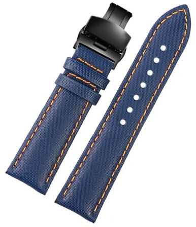 POYNMRE Compatibile con Tag Heuer F1 Citizen cinturino da sub sportivo cinturino in tessuto tela orologio da uomo in pelle nylon cinturino blu arancione 20 21mm 22mm(Blue Bblack,21mm)