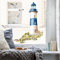 vWandtattoo Loft Fensterbild mit blauem Leuchtturm wiederverwendbar A1 Bogen, Fensteraufkleber Leuchtfeuer maritim blau Ostsee Nordsee Meer Urlaub Fensterdeko Küche Fenstersticker Möwen Warnemünde