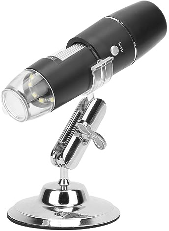 USB Mikroskop Digital, 0X-1000X LED Handy Mikroskop Taschenmikroskop mit Verstellbarem Ständer WiFi-Funktion Kompatibel mit iOS Android Tablet