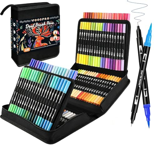 120 Farben Dual Brush Pen, Professionelles Set mit Stiften mit Zwei Spitzen