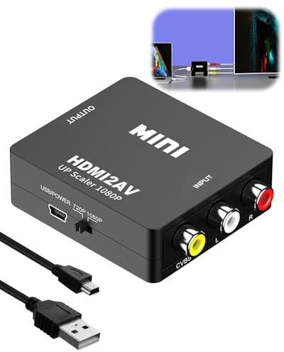 Adaptateur RCA vers HDMI 1080P Vidéo Signal Audio Convertisseur AV CVBS vers HDMI Compatible avec TV PS2 PS3 WII N64 Lecteur DVD Caméra Xbox 360 Gamecube Blue-Ray Laptop