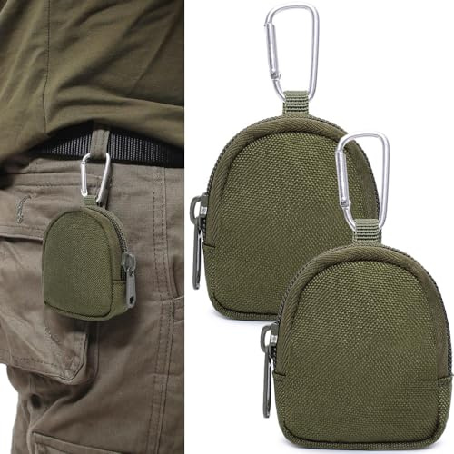 MUCHER 2PCS Münzbeutel Herren Münzgeldbörse Klein Schlüsseltasche Taktische Mini Geldbeutel Mini-Schlüsseltasche Münzbörsen Change Purses Coin Purses mit Reißverschluss (Grün)