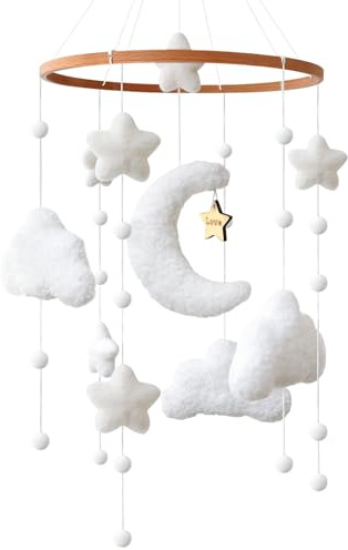 Mobile Baby – Stern Mond Baby Mobile für Bett, Babybett Mobile Baby Windspiele, Kinderzimmer Babyzimmer Deko, Geschenk für Baby Mädchen & Junge