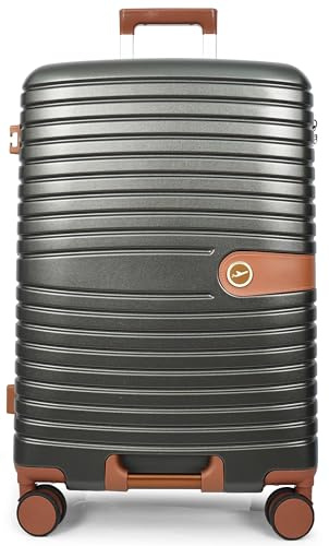 House Of Leather Hard Shell Four Wheel Suitcase Lightweight Luggage Digit Lock Travel Bags Tauranga (Grey, Medium)