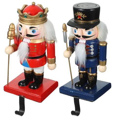 INOOMP 2pcs Christmas Stocking Holders: Xmas Wooden Nutcracker Nutcrackers Figures Decorations - Christmas Table Home Decorations