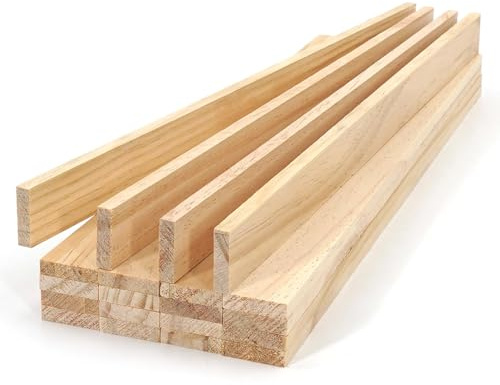 Wood Strips Slats Square Wooden Dowels for Crafts 1/4x 1 x 15, 20 PCS Wood Trim Planks for Wall, Wooden Sticks for Crafting, Unfinished Pine Lumber Pieces for Woodworking Models Making Dollhouses