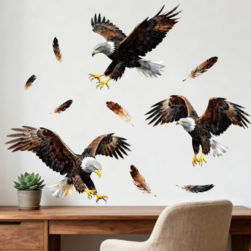 ANATTASOUL Adler und Federn Wandtattoo für Küche | (118x30cm) Wandaufkleber Selbstklebend Kitchen Wand Sticker für Wohnzimmer, Schlafzimmer, Flur, Badezimmer