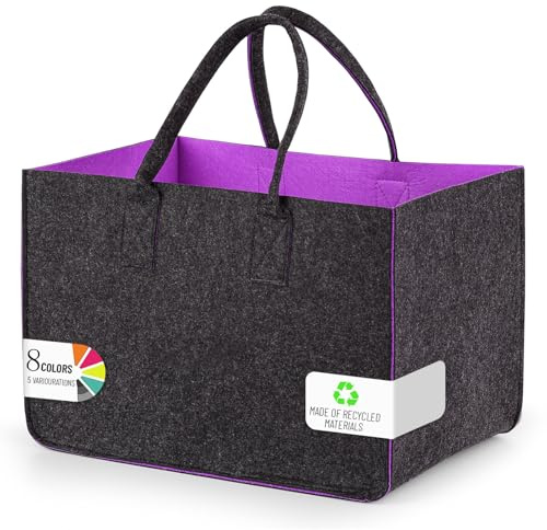 Sinand 30L Einkaufskorb, Einkaufstasche mit Henkel, Robust/Gut Verarbeitet/Faltbar Die Filztasche Storage für Outdoor Trips, Picknick, Einkaufen Außen