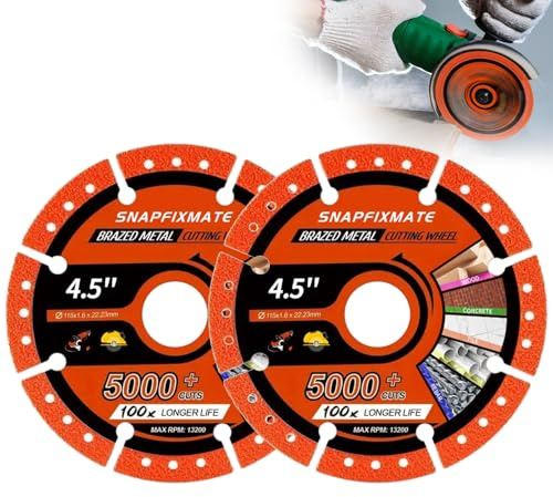 115 mm Diamond Cutting Discs – 2 Pack Segmented Metal Cut Off Wheels – Fast Cutting Accessory for Angle Grinder – Suitable for Steel Iron Rebar and Tile