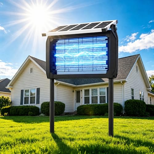 Lampada Antizanzare Elettrica Solare,Zanzariera Elettrica da Esterno 4000V | GooQand Ricarica Solare e USB,UV 10W, IPX5 Anti Mosche Elettrico Impermeabile, Ideale per Patio, Giardino e Campeggio