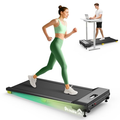 Laufband mit 9% Steigung, Walking pad klappbar mit Sicherheitsgriff