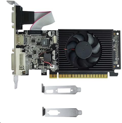 Tuminita Scheda Grafica GT210 1GB DDR3 64Bit PCIE 2.0 GPU 40nm Compatibile +VGA+DVI Scheda Video Desktop con 2XBaffle
