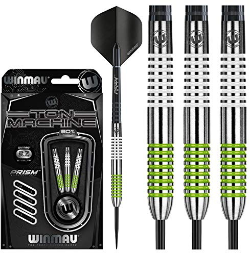 WINMAU Ton Machine 27g Profi Wolfram Steeltip Dartpfeile Set mit Flights und Schäfte