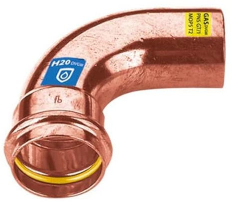 Curva in rame a pressare 90° MF acqua/gas 22mm