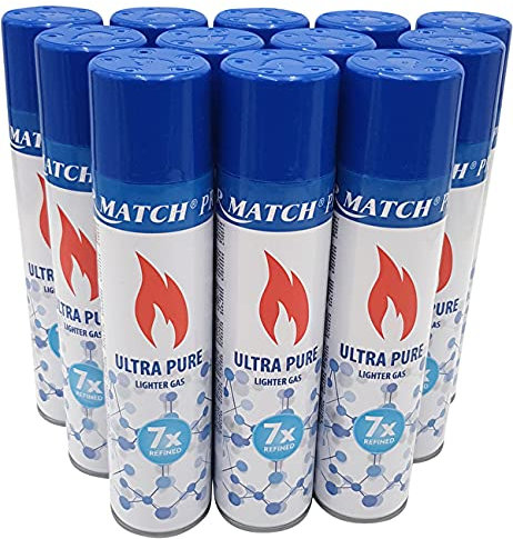 Vani Premium Feuerzeuggas Nachfüllgas Feuerzeug Butangas + 1 gratis Feuerzeug (12x ISO Butangas)