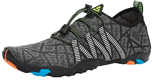 SAGUARO Homme Femme Chaussures pour Piscine et Plage Chaussons de Plongée d'eau Chaussettes Aquatiques pour Sports Nautiques Natation Surf Voile Mer Rivière, Gris Fossile, 45 EU