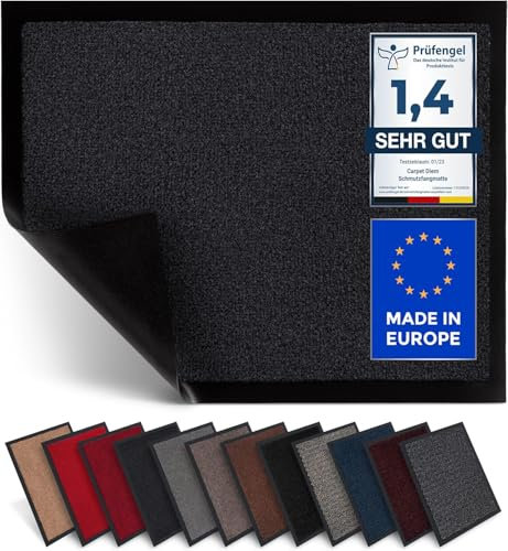 Carpet Diem Fußmatte, einfach sauber I Schmutzfangmatte Eingangsbereich - Fussmatte Innen & Außen, rutschfeste Türmatte, Schmutzfang Teppich für Haustür I Fußabtreter in Anthrazit 120x180 cm