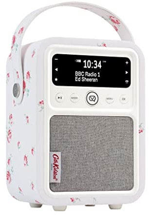 VQ Monty DAB Radio with Bluetooth, Radio Alarm Clock with FM supportability. Battery Powered Portable DAB/DAB+ and Rechargeable Digital Radio - Cath Kidston Scattered Rose