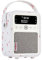 VQ Monty Cath Kidston Aufladbar, DAB Radio mit Bluetooth, DAB Plus Radiowecker Funkuhr Digital FM. Retro Dab Radio mit Bluetooth Speaker, USB Aux - Verstreutes Rosa
