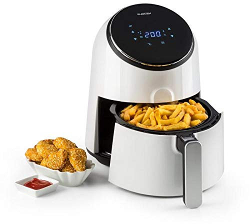 Klarstein AirVital friteuse à air chaud - Pas d'odeur de graisse, Jusqu'à 80% de calories en moins, Panier à friture, Revêtement anti adhésif, Cuve de 3,5L, De 80 à 200 °C en 3 minutes, Blanc